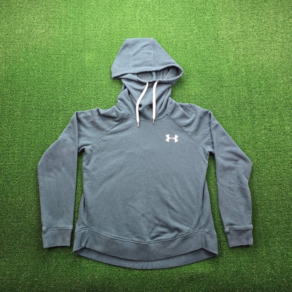 Under Armour Hoodie Womens Small Green Rival Fleece Pullover Athletic Sweatshirt